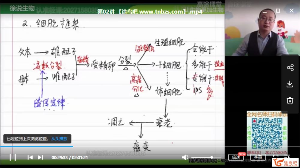 高途课堂2020高考徐京生物二轮复习寒春联报班全系列课程资源百度云下载