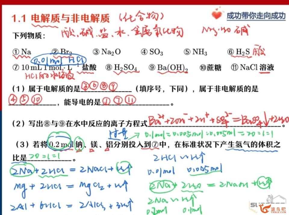 成功 2023寒假 高一化学寒假冲顶班 19讲带笔记 百度网盘下载