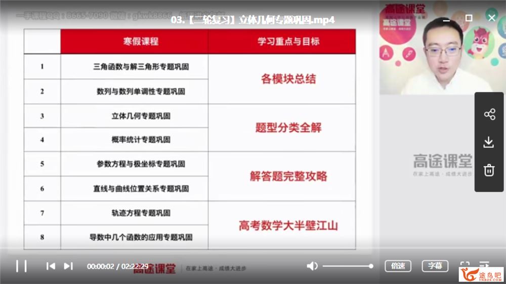 高途课堂【数学周帅】2020高考周帅数学二轮复习寒春联报班全集精品课程百度云下载