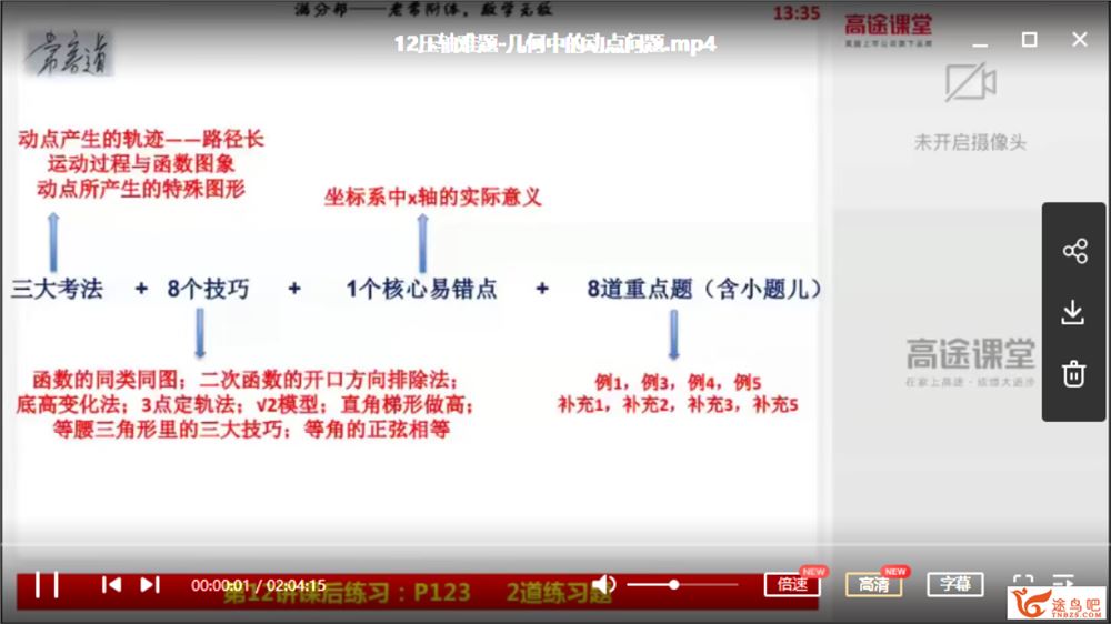 高途课堂 常雨 2020秋季初三数学秋季系统班【16讲带讲义】 视频课程百度网盘下载