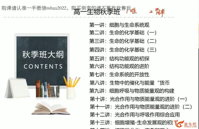 马阳洋2022秋 高一生物必修一秋季系统班 15讲完结 百度网盘分享