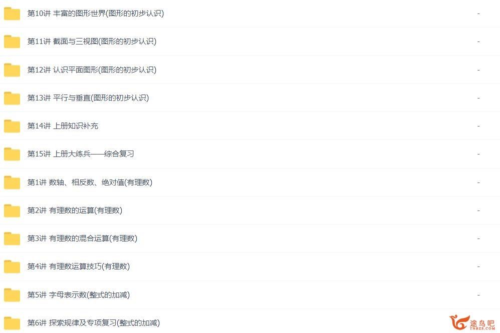 众享教育 初一数学上下册同步基础预习巩固 25讲