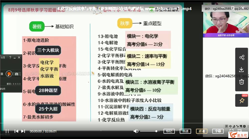 金淑俊 2020暑假班 高二化学暑假尖端班（7讲带讲义）课程视频百度云下载